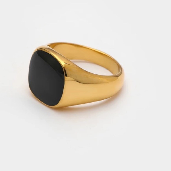 🖤18K gold plated black enamel ring - Picture 4 of 7